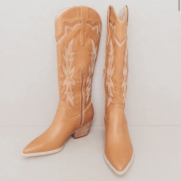 Tan Embroidered Cowboy Boots - Picture 3 of 4